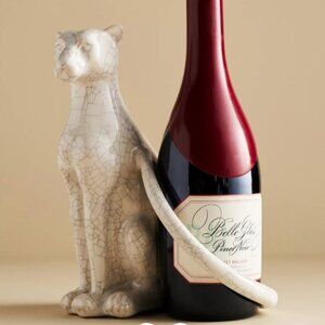 Anthropologie Leo Big Cat Leopard Wine Bottle Holder Holiday Retired XMas NEW